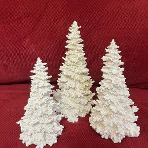 White Snow Covered Trees - Department 56 White Glittered Tree Set of 3
